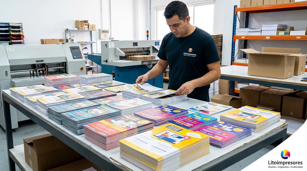 Inspección de litografía y guillotina en planta